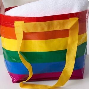 IKEA Multicolor Striped Bag with Yellow Handles Set of 2